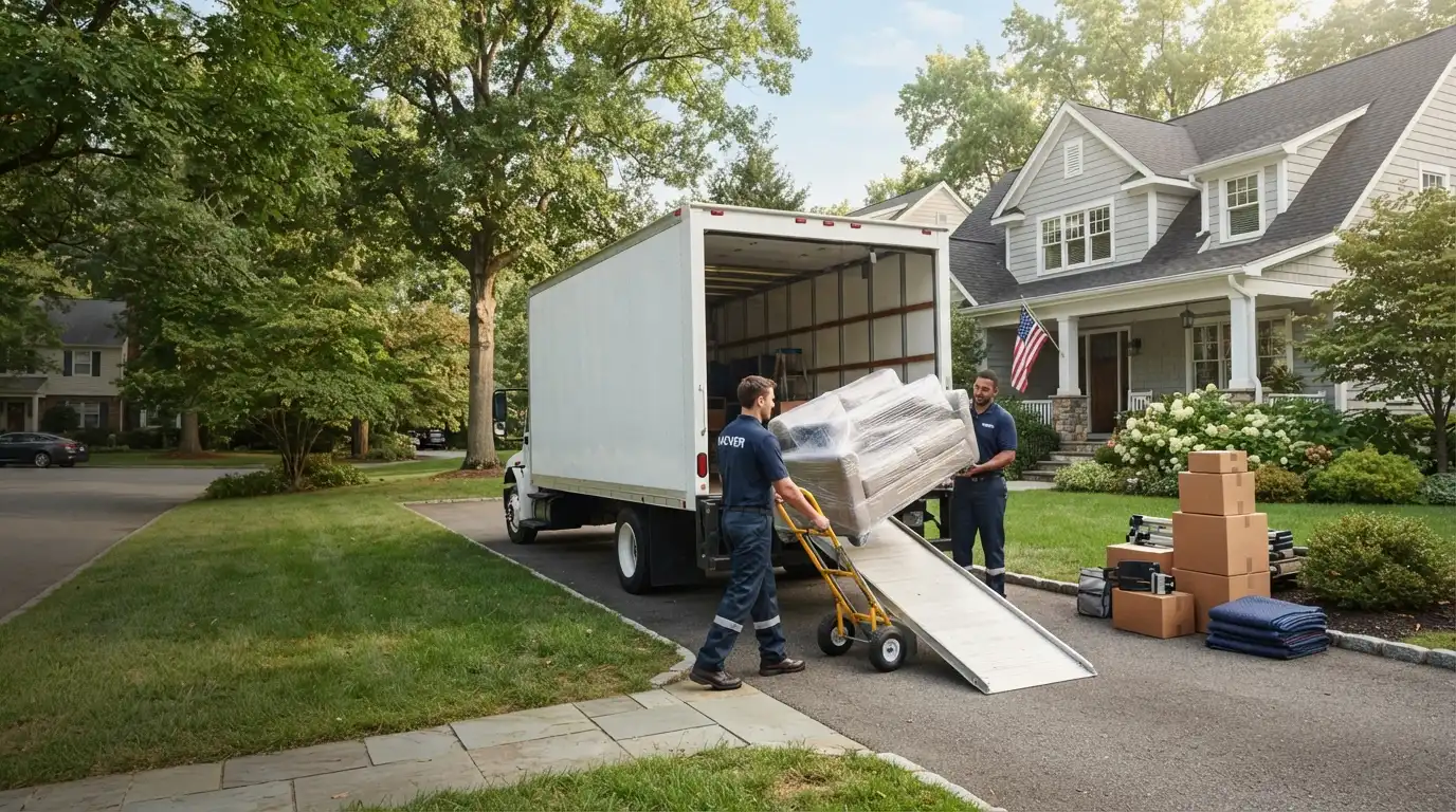 Boxes and furniture loaded carefully on move day